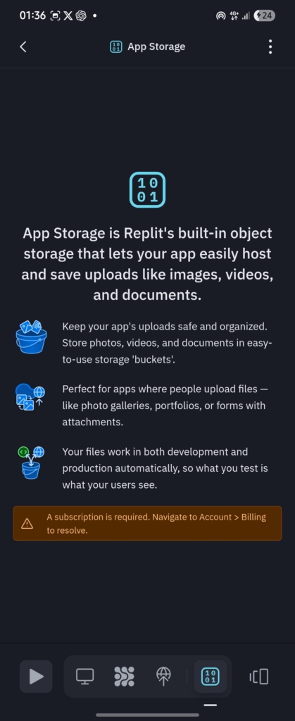 مميزات App Storage على Replit